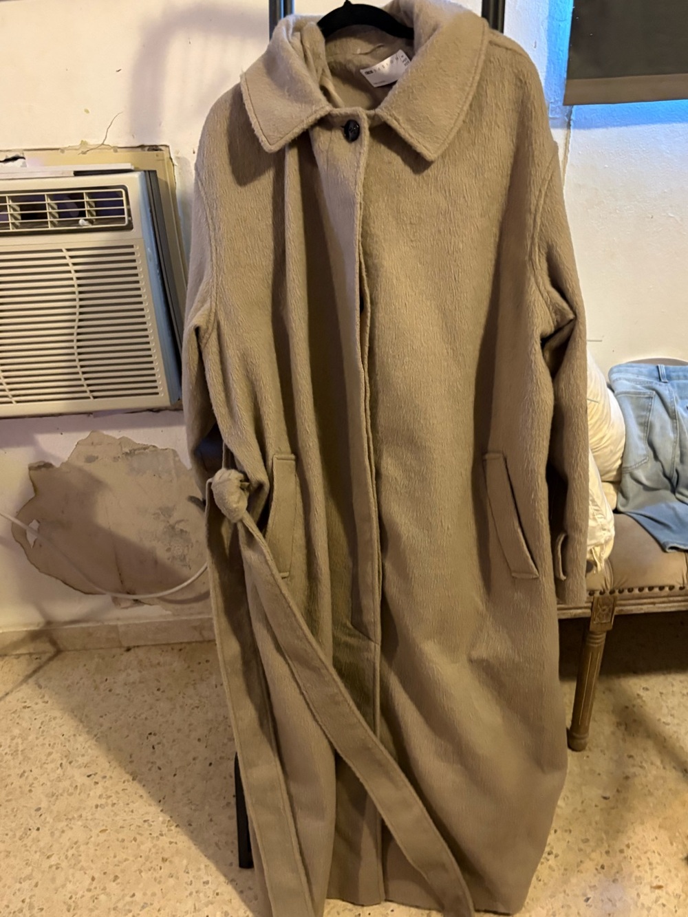 NEW ASOS Long Taupe Belted Trench Coat! Size 14.